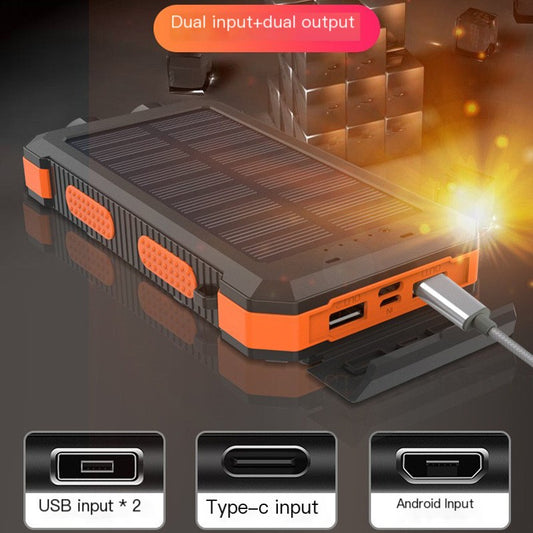 Outdoor Solar Power Bank with Compass, 20000mAh Capacity