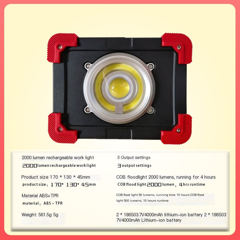 Industrial Grade Waterproof LED Work Light with Power Bank